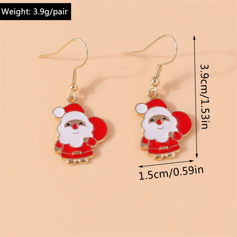 Fashion Merry Christmas Tree Deer Snowflake Santa Claus Drop Earrings for Women Girls New Year Party Festival Jewelry Gifts