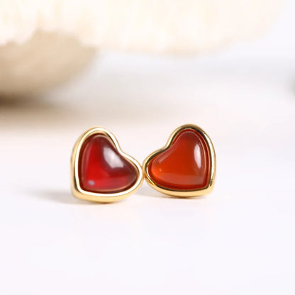 Boucles d'oreilles collier cornaline, collier en cristal coeur breloque en acier inoxydable cadeau de noël saint valentin pour sa femme petite amie