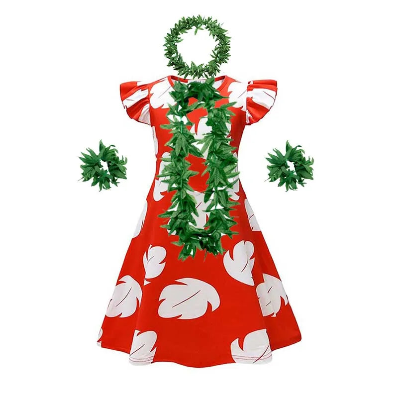 Déguisement de Lilo et Stitch pour enfants, série télévisée animée, robe hawaïenne Lilo pour tout-petits, robe d'été de voyage 2025