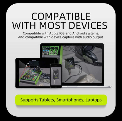 IKGE DJ Console Mixer, Live Streaming Adapter, output device supports smartphones, laptops, PCs, etc., for Karaoke, Recording