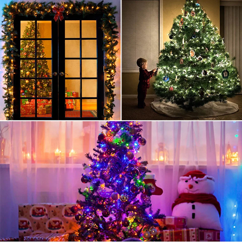 Energy Saving LED Outdoor Garden String Lights 10M 20M 30M 50M 100M Solar/EU/US Plug Charging LED Christmas Lawn Luminous Lamp
