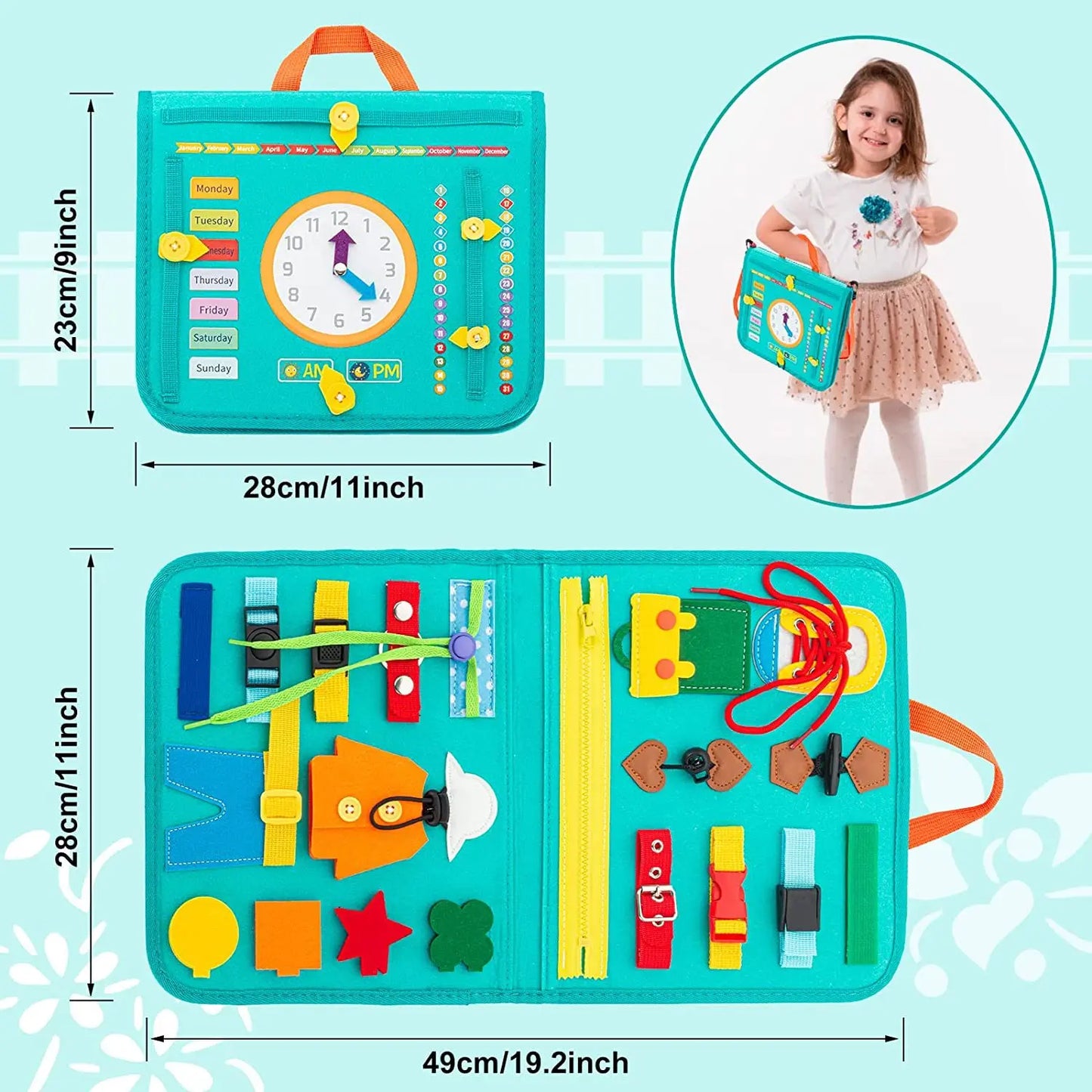 Montessori Toys Busy Board Sensory Activity Developing Board for Motor Skills,Learning Board for Toddlers  Christmas Gift