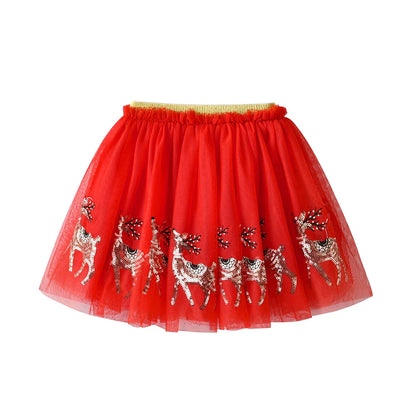 DXBOU- Jupe de princesse en tulle pailmétrage pour enfants, tenues de wapiti pour filles, vêtements en maille, cadeau de Noël et du Nouvel An