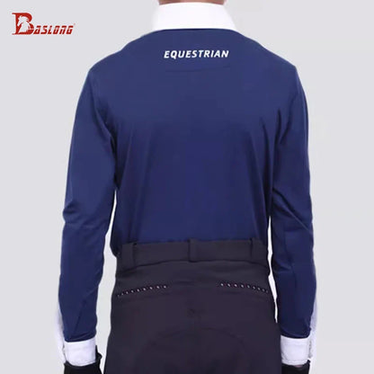 Baslong T-shirt pour enfants, haut à manches longues, protection solaire respirante, vêtements de chevalier pour garçons et filles, compétition d'équitation, vêtements de chevalier