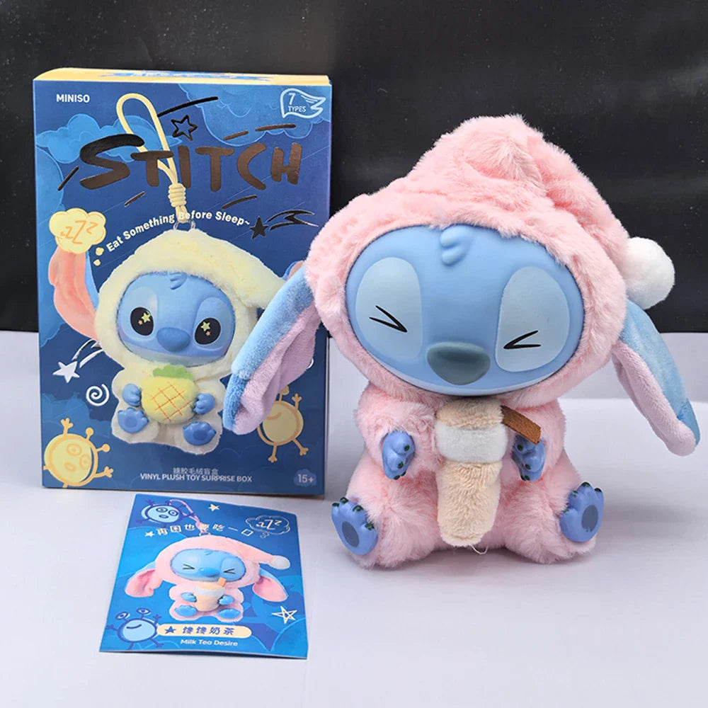 Stitch Eat Something Before Sleep Series Blind Box Plush Vinyl Toys Cute Doll Replica Mystery Box Bag Pendant Decor Gift