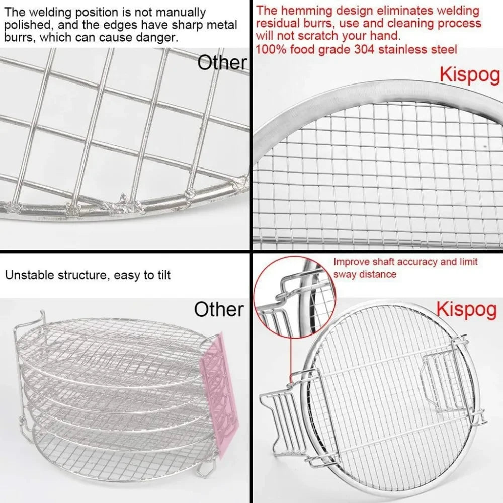 Air Fryer Grill Stand with Five Stackable Layers, Food Grade Stainless Steel Dehydrator Rack Accessories