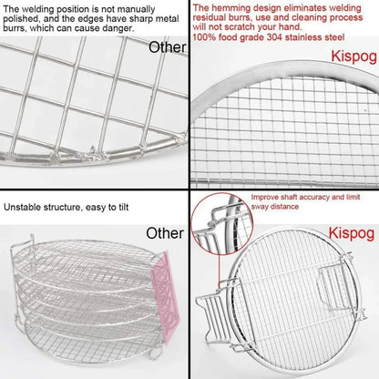 Air Fryer Grill Stand with Five Stackable Layers, Food Grade Stainless Steel Dehydrator Rack Accessories