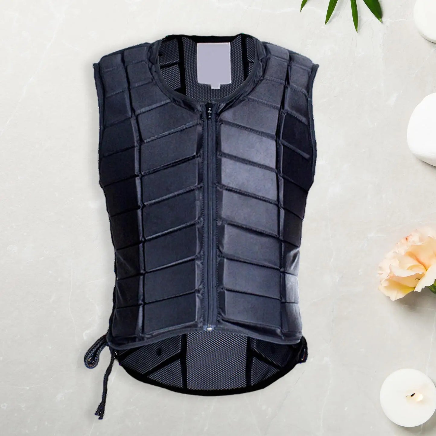 Equestrian Vest Professional Padded Horse Riding Vest Black Zipper Protector Gear Waistcoat