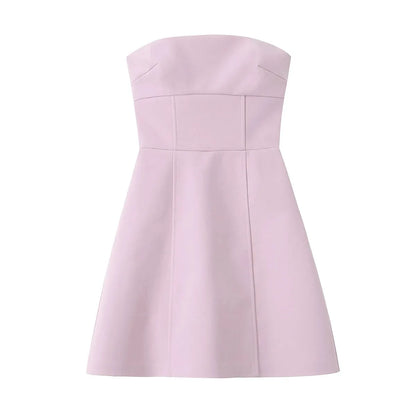 KONDALA Sexy Chic rose femmes robe sans bretelles nœud a-ligne Mini robe nouvelle mode 2025 automne Hotsweet robe de soirée