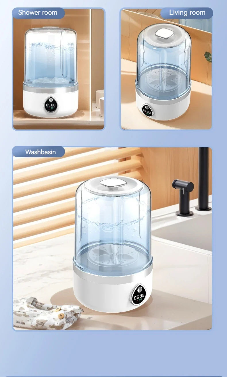 Mini Washing Machine Portable Rechargeable Fully Automatic Washing Machine for Underwear, Socks, and Small Laundry