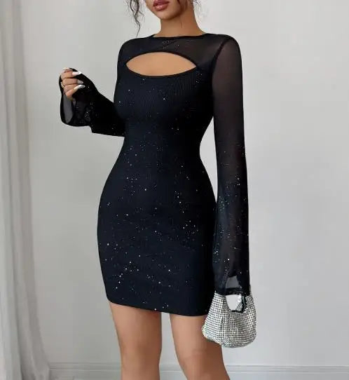 Simple and Fashionable Style Shawl Long Sleeved Short Skirt Dress for Women's Clothing In Autumn and Winter 2025