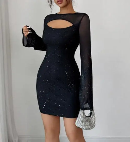 Simple and Fashionable Style Shawl Long Sleeved Short Skirt Dress for Women's Clothing In Autumn and Winter 2025