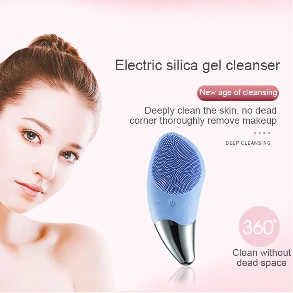 Mini Electric Face Washer Cleanser Silicone Facial Cleanser Waterproof Rechargeable Ultrasonic Pore Facial Cleaner