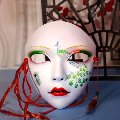 Masque de fête pour adultes, maquillage peint à la main, masque complet de file d'attente de carnaval, mascarade Kabuki pour carnaval Mardi Gras Cosplay