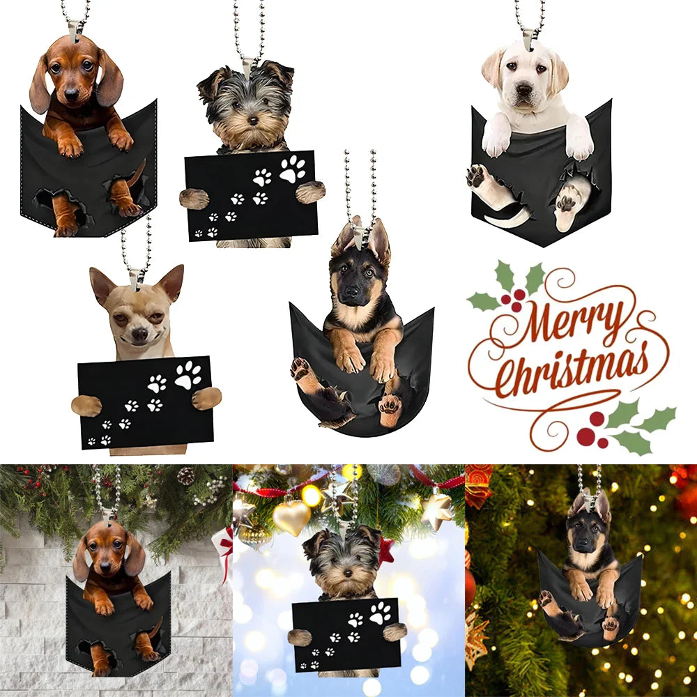 Cute Dog Car Hanging Home Tree Pendant Halloween Christmas Tree Pendant Home Decoration Window Car Ornament Backpack Ornament