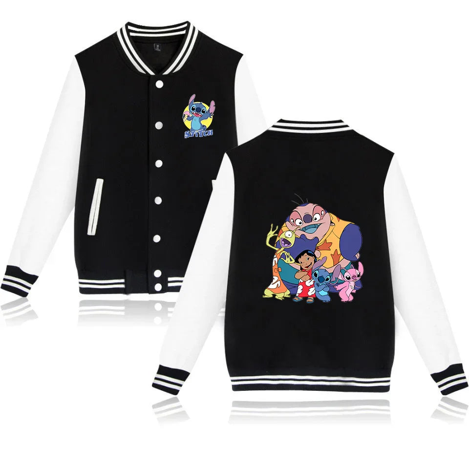 Lilo Stitch Blouson Baseball Hommes Femmes Hip Hop Harajuku Vestes Streetwear Enfants Garçons Filles Manteaux Collège Amples