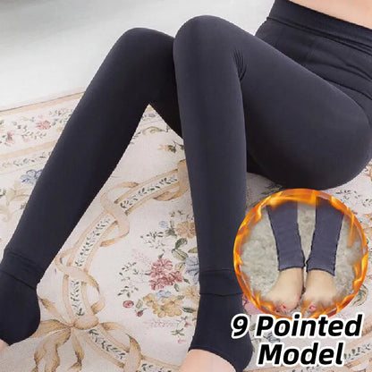 Leggings d'hiver chauds pour femmes, pantalons thermiques, collants polaires, pantalons doublés de chaussettes, collants en velours, effet peau, leggings en laine taille haute