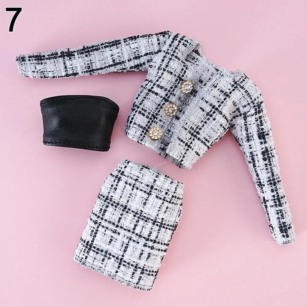 For 1/6 Doll Clothes 29~32cm Doll Plush Coat Skirt Doll Winter Dress Girl Coat Handmade Casual Wear Set Doll Accessories Gift