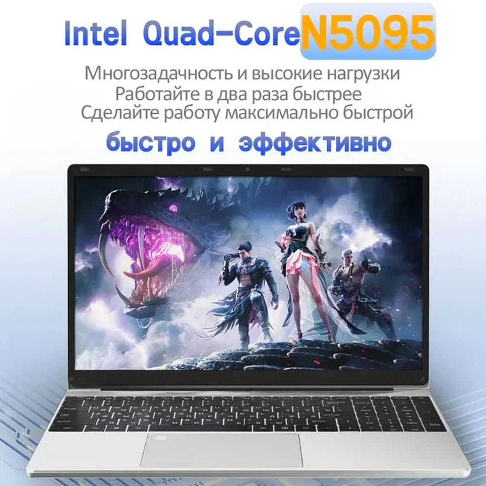 Portable Laptop 15.6inch Intel Celeron N5095 16GB RAM 1TB SSD DDR4 Windows 11 Pro Camera Fingerprint Backlit Keypad Computer PC