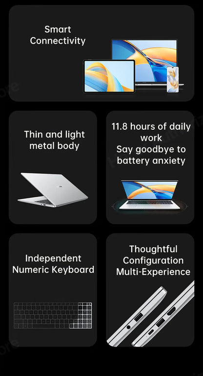 Honor Laptop X16 2024, Ryzen 5 7640HS,16GB 512GB,AMD Radeon 760M, 16 Inch, IPS 45%NTSC 60Hz, Win11