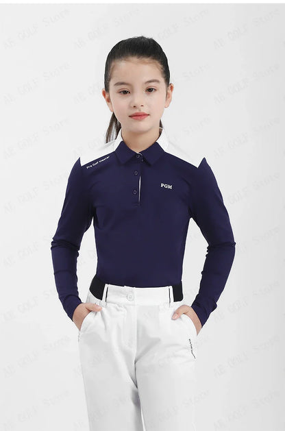PGM Girls Golf T-shirts à manches longues Vêtements de golf pour enfants Tissu de sport confortable et doux pour la peau Vêtements pour enfants YF548