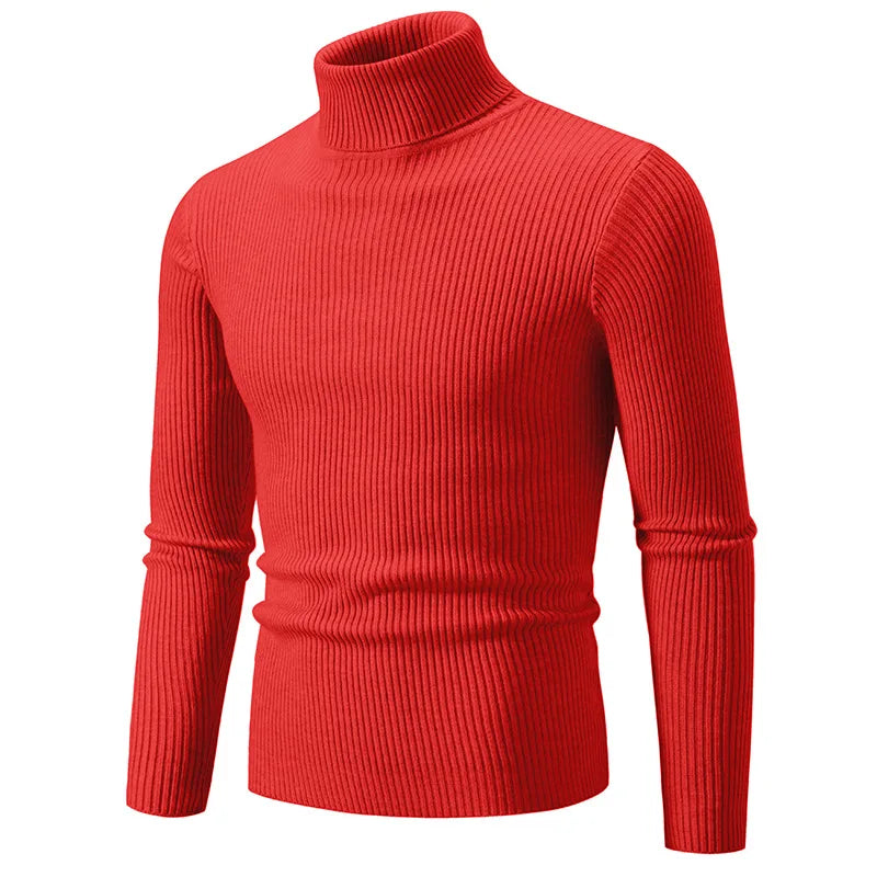 Hommes Pulls Gilets Cols Roulés Tricotés Manches Longues Couleur Unie Décontracté Coupe Slim Épais Épissure Automne Hiver