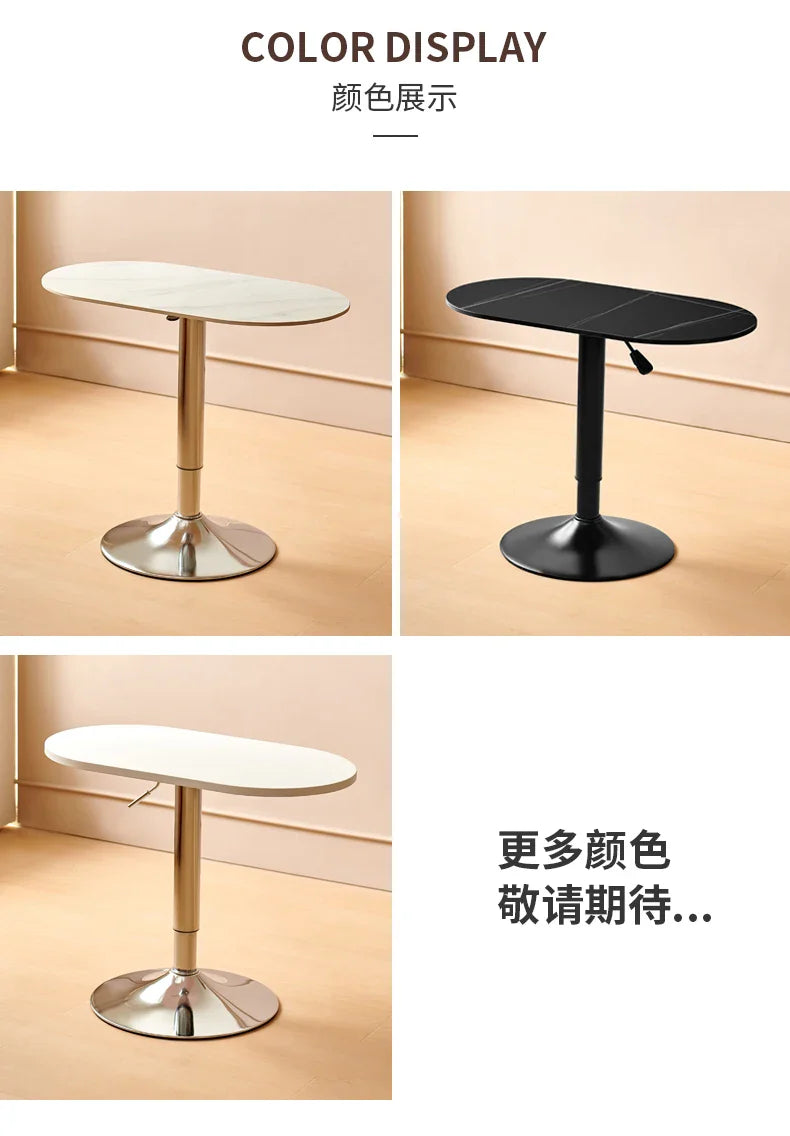 Nordic Wooden Lift Rotating Table, Bedside Table, Solid Rolling Computer Table, Carbon Steel Legs, Tea Table