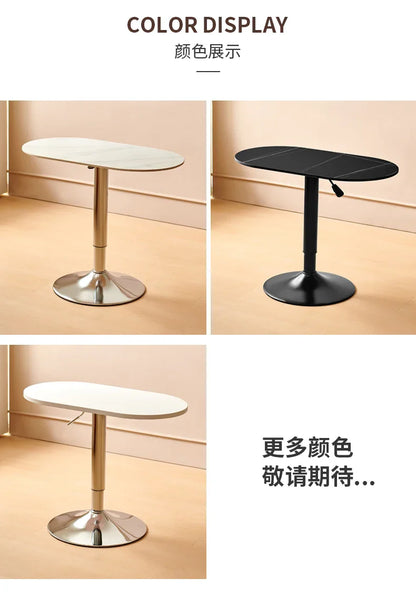 Nordic Wooden Lift Rotating Table, Bedside Table, Solid Rolling Computer Table, Carbon Steel Legs, Tea Table