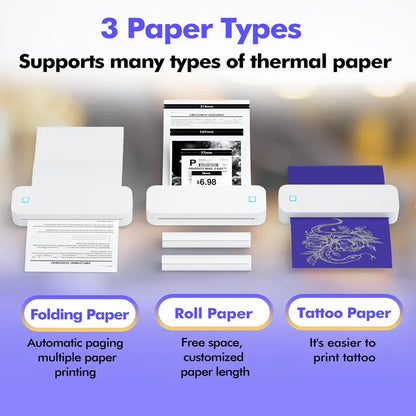 Portable A4 thermal printer Inkless Bluetooth Tattoo Stencil Printer Compatible with iOS Android&Laptop for Office Car Home