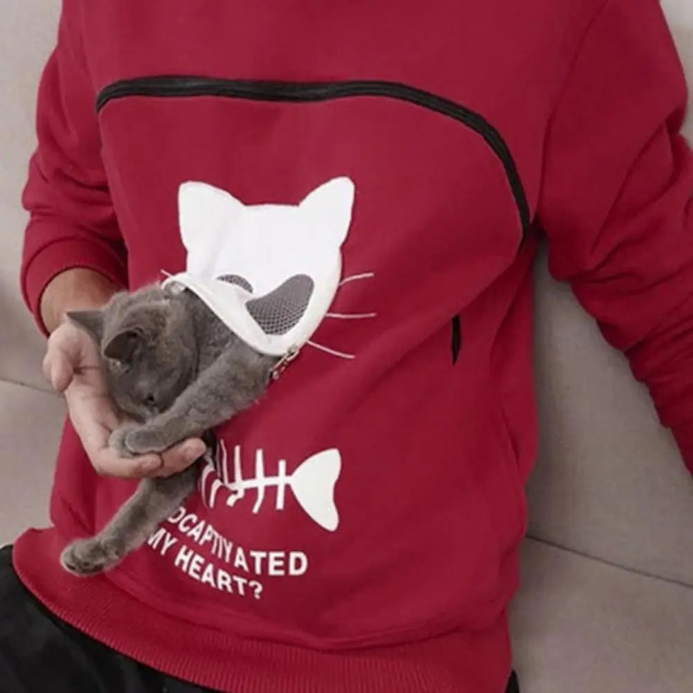 Hoodie Sweatshirt Cat Lovers Hoodie Kangaroo Dog Pet Paw Pullovers Cuddle Pouch Sweatshirt Pocket Animal Ear Hooded Dropshipping