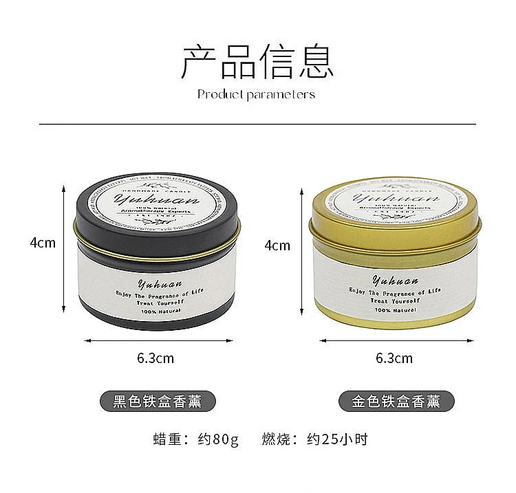 Bougies parfumées en étain noir, bocaux de bougies à mèche en bois avec couvercle, bougies décoratives classiques pour la maison, citronnelle de luxe