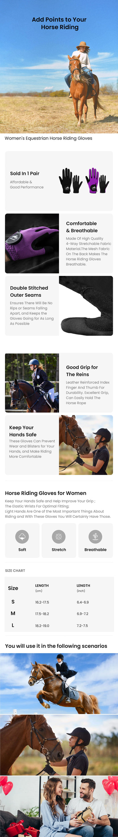 Gants d'équitation équestres pour femmes en maille respirante légers, pack de couleurs, prise confortable par tous les temps