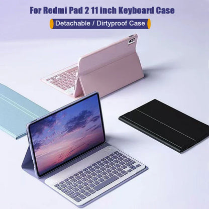 For New Redmi pad 2 11 inch 2025 Case with Keyboard,Detachable Wireless Keyboard+Tablet Cover Redmi pad 2 11" 2025 Funda