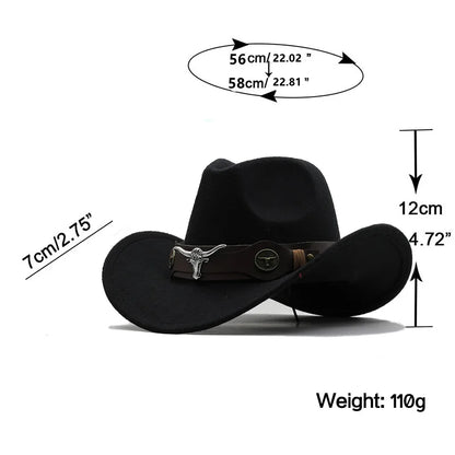 Nouveau chapeau de Cowboy occidental à bord roulé casquette de Cowgirl Cowboy Jazz Fedora chapeaux casquette en feutre avec bande de vache pour femmes hommes enfants