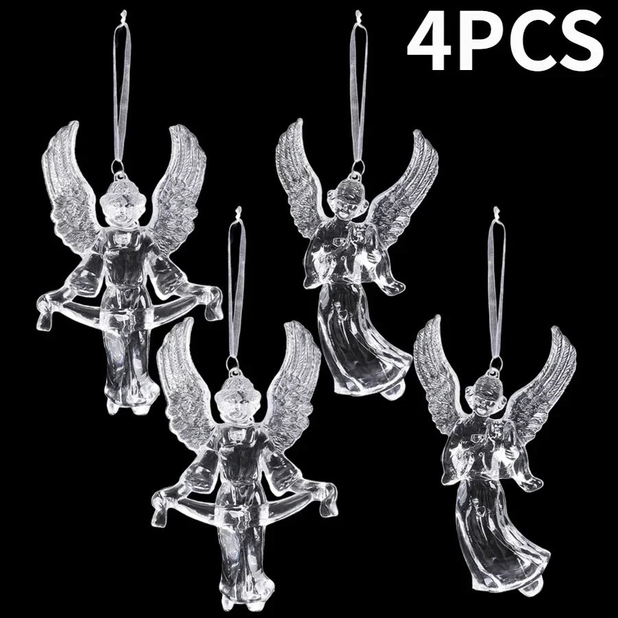Ornement suspendu de noël en cristal acrylique, 2 à 12 pièces, ange brillant, flocon de neige, pendentif de glaçon pour décorations de fête de noël et du nouvel an