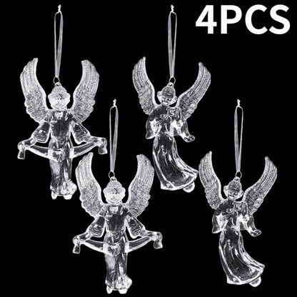 Ornement suspendu de noël en cristal acrylique, 2 à 12 pièces, ange brillant, flocon de neige, pendentif de glaçon pour décorations de fête de noël et du nouvel an