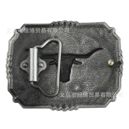 Western Cowhead Pattern Belt Buckle Cowboy Waistband