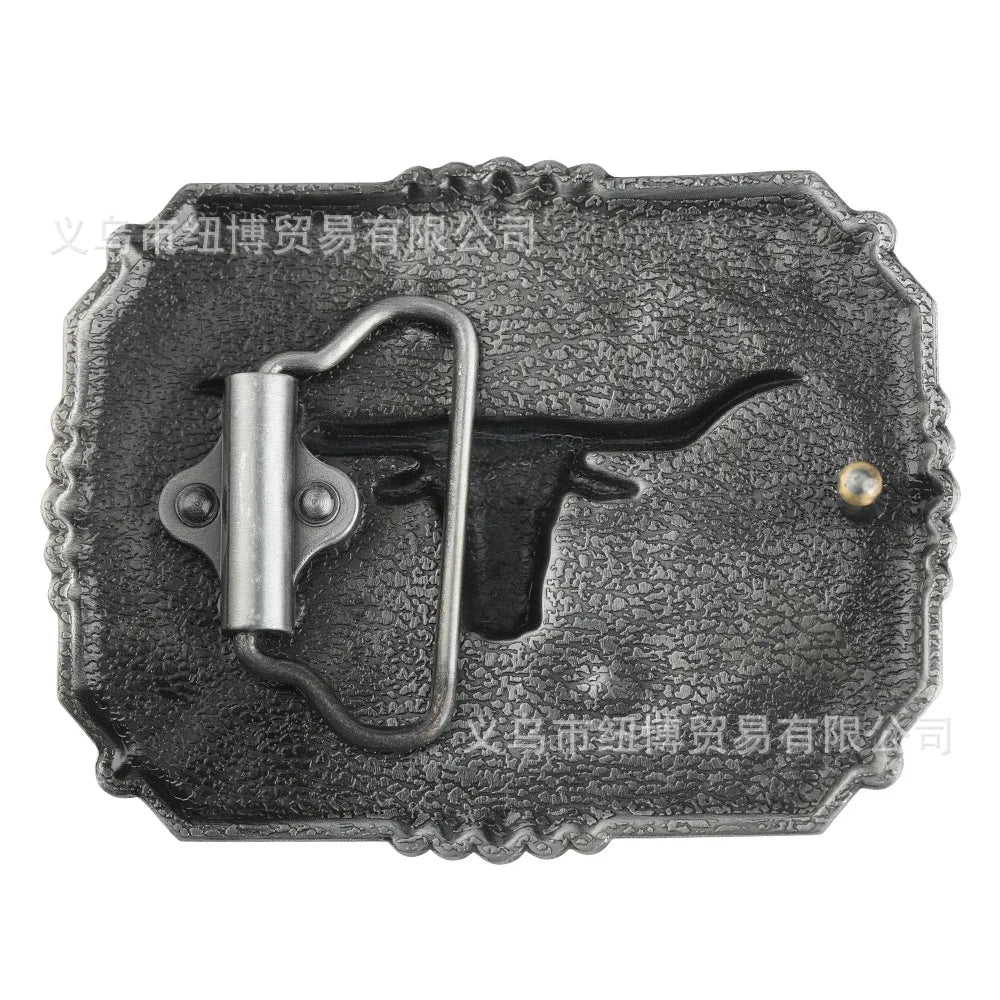 Western Cowhead Pattern Belt Buckle Cowboy Waistband