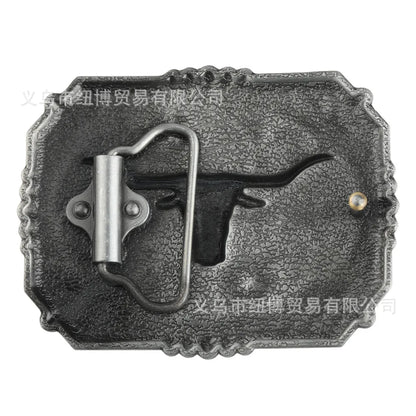 Western Cowhead Pattern Belt Buckle Cowboy Waistband