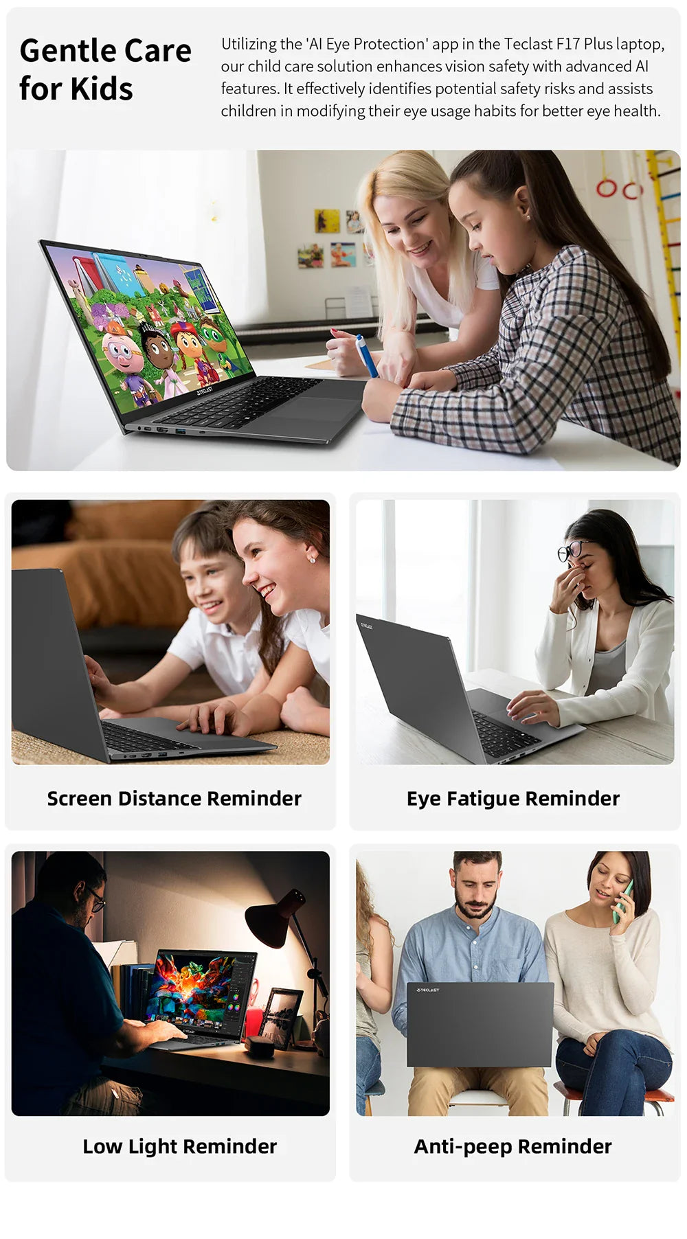 Teclast F17Plus Laptop 17.3 inch, 16GB RAM 512GB SSD, Intel N95, Windows 11 Pro Notebook, 180° Flip Laptops Computer, Backlit Keyboard, mini-HDMI，USB 3.2x3