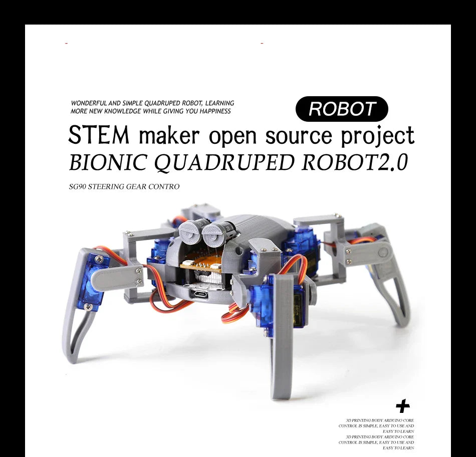 Kit de robot araignée quadrupède v2.0, robot bionique imprimé en 3D, fabricant de pigments NodeMCU bricolage, matériel Open Source, ESP8266