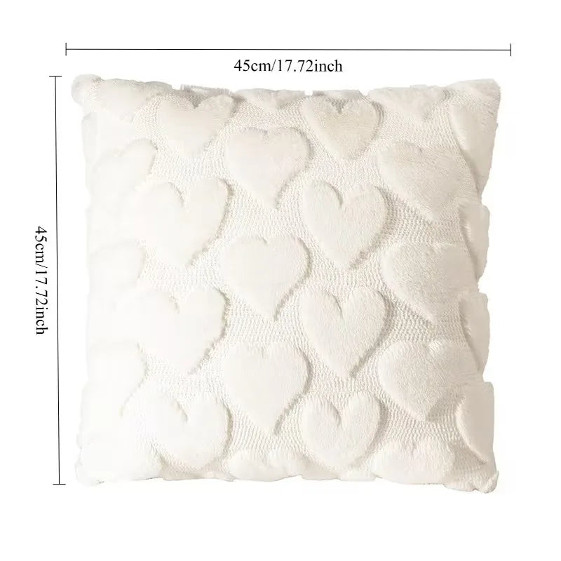 Housse de coussin en peluche pour la saint-valentin, avec coussin Jacquard brodé de cœur, pour décoration de canapé et de salon (oreiller non inclus)