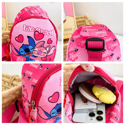 Sacoches à bandoulière Stitch mignon dessin animé, sacs de poitrine Kawaii, sacoche de voyage portable à la mode, sac fourre-tout extérieur, sacs à dos pour enfants, cadeaux