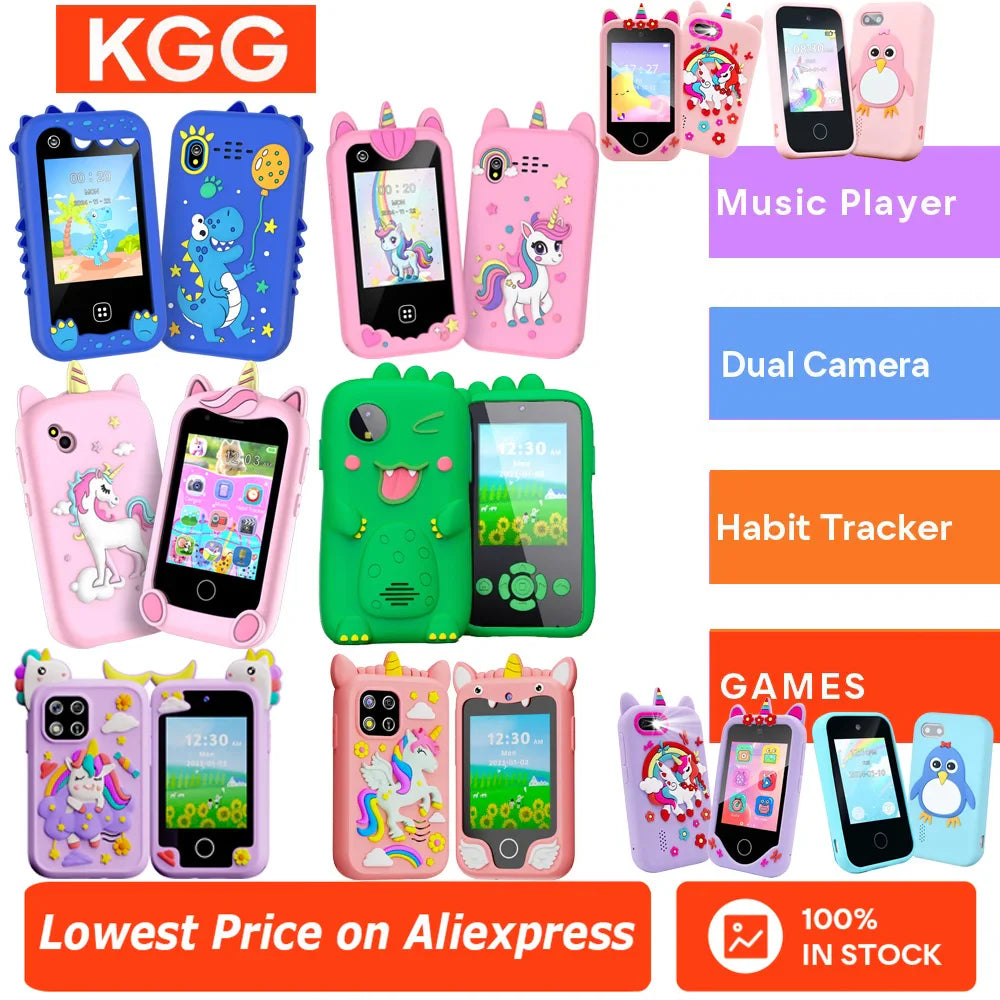 Téléphone intelligent pour enfants Filles Garçons Jouets Téléphone portable Double appareil photo Lecteur de musique 17 jeux Téléphone d'apprentissage pour tout-petits Cadeaux d'anniversaire