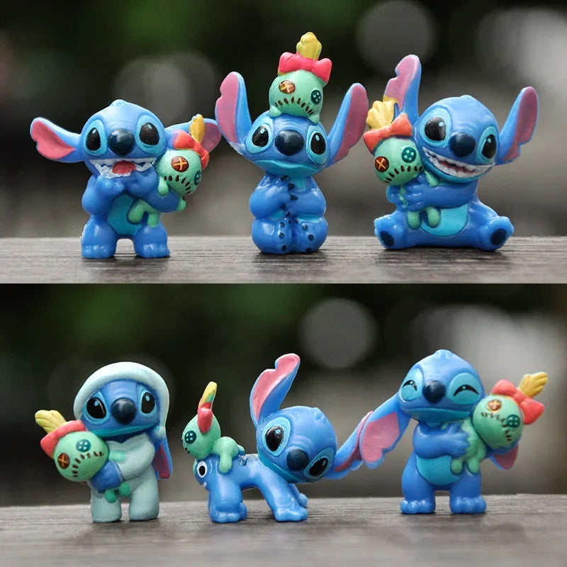 2025 Mini 6-piece Stitch Cute Cartoon Character Anime PVC Model Series Desktop Decoration Birthday Christmas Gift Stitch Toy