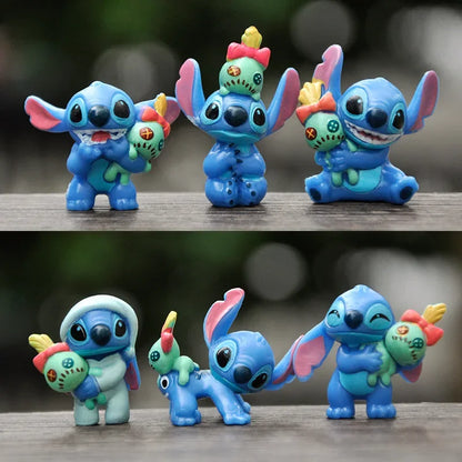 2025 Mini 6-piece Stitch Cute Cartoon Character Anime PVC Model Series Desktop Decoration Birthday Christmas Gift Stitch Toy