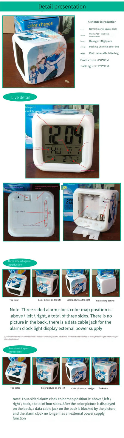 Cute Stitch Alarm Clock with Square Shape Design and Night Light Digital Display Cute Cartoon Gift for Kids Boys Girls Room Use