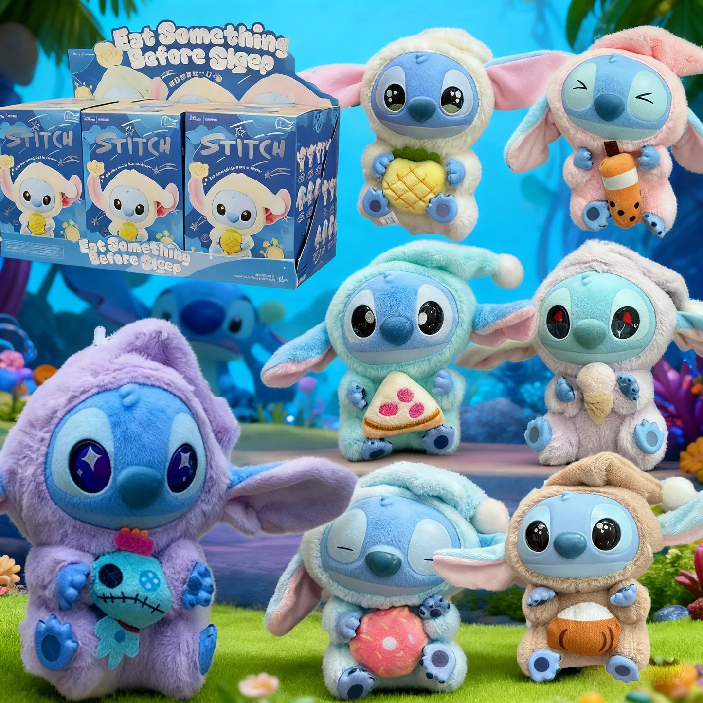 2025 New Stitch Eat Some Thing Before Sleep Series Vinyl Blind Box Bag Pendant Cute Plush Doll Mystery Box Toy Surprise Gifts
