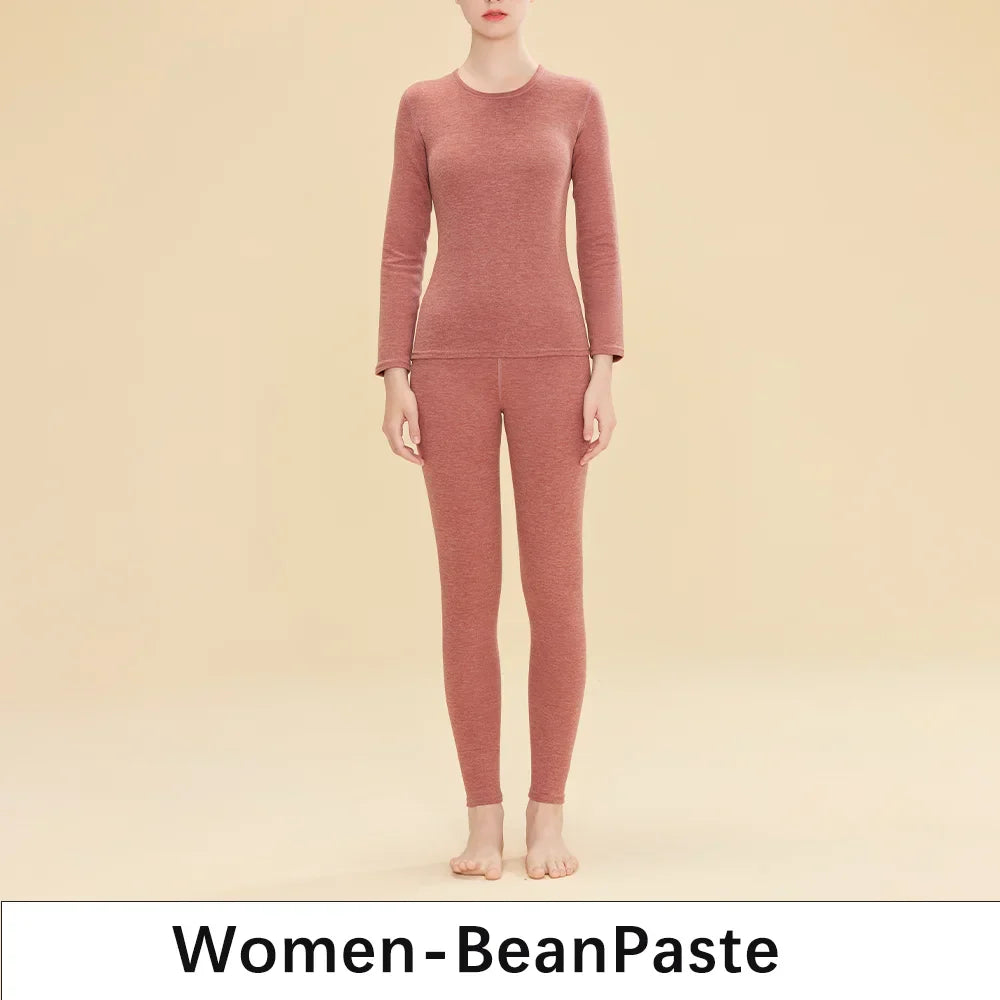 1 ensemble de sous-vêtements thermiques chauds en laine et soie pour femmes, ensembles de vêtements thermiques longs pour l'automne et l'hiver