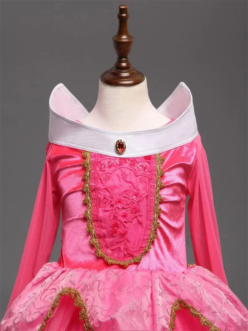 Fantasy Girls Sleeping Beauty Aurora Cosplay Princess Dress Kids Halloween Carnival Birthday Costume Party Clothing 3-10Years